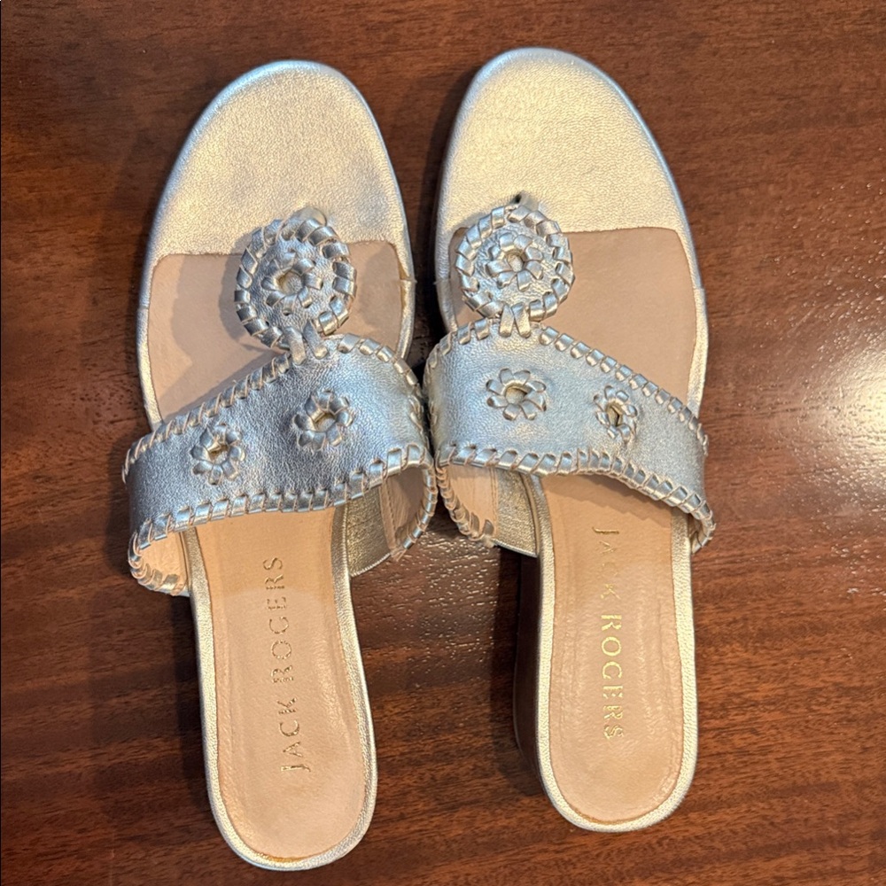 Jack Rogers Metallic Gold and Silver Sandals